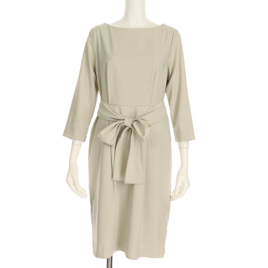 クルーネックウエストリボンワンピース