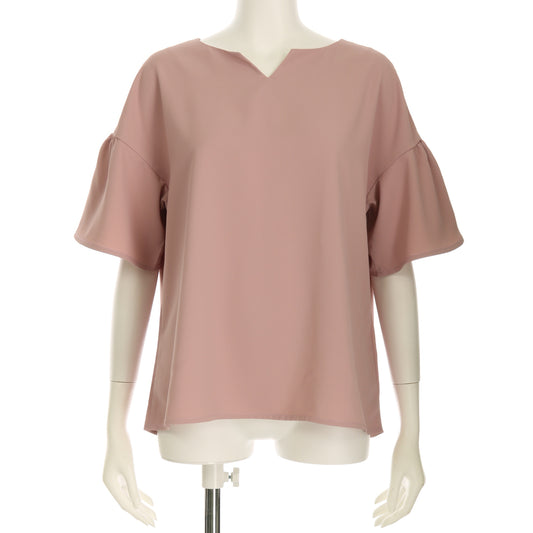 オープンフロントネックフレアスリーブブラウス