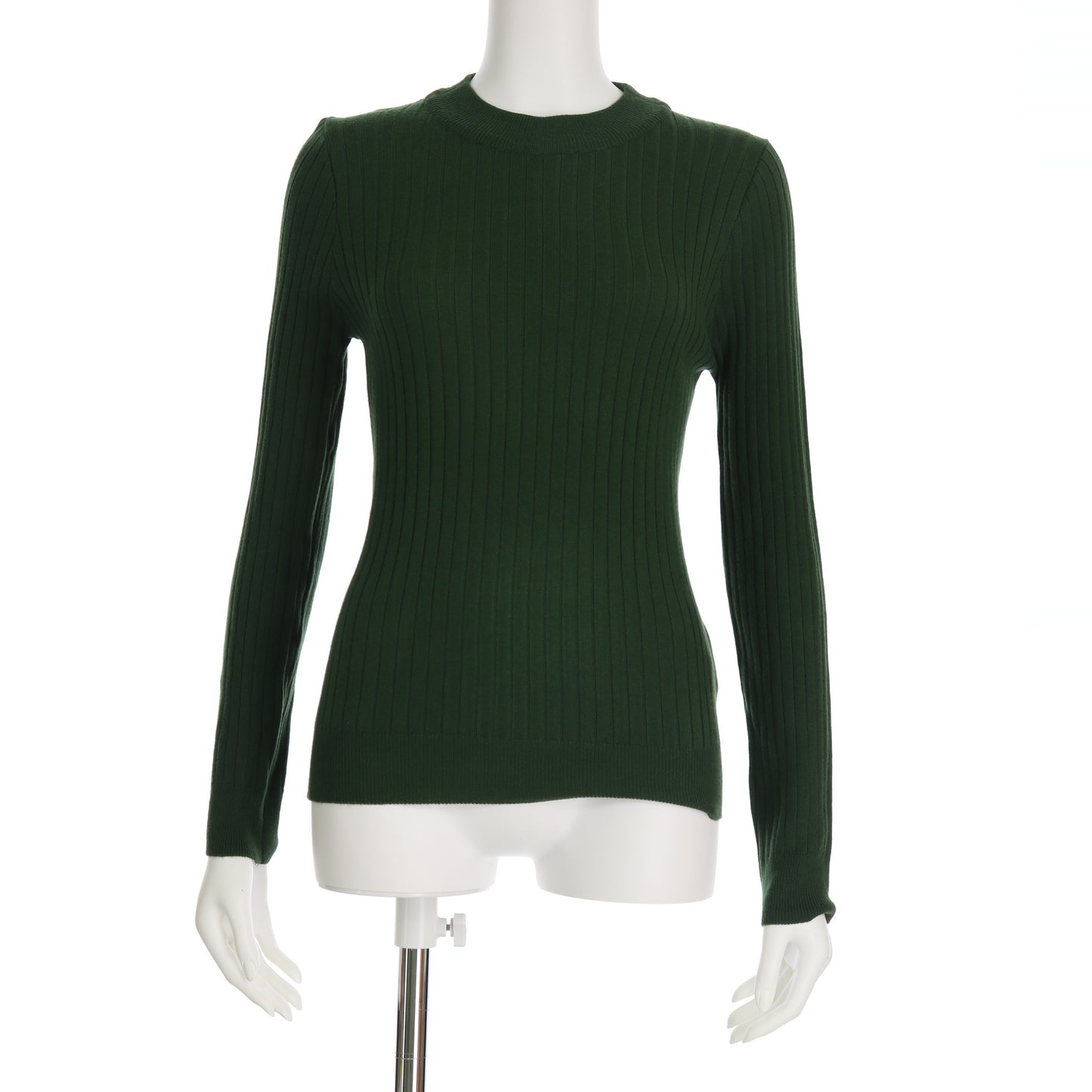 クルーネックリブニットプルオーバー