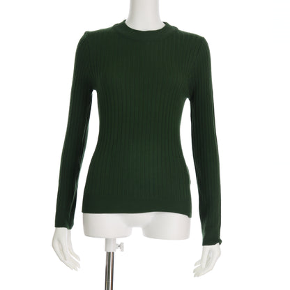 クルーネックリブニットプルオーバー