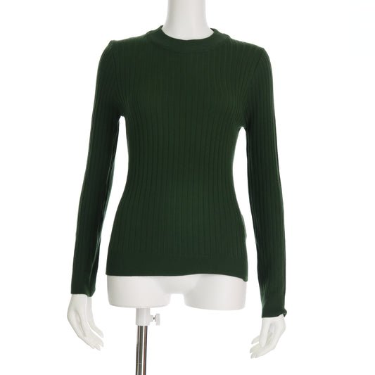 クルーネックリブニットプルオーバー