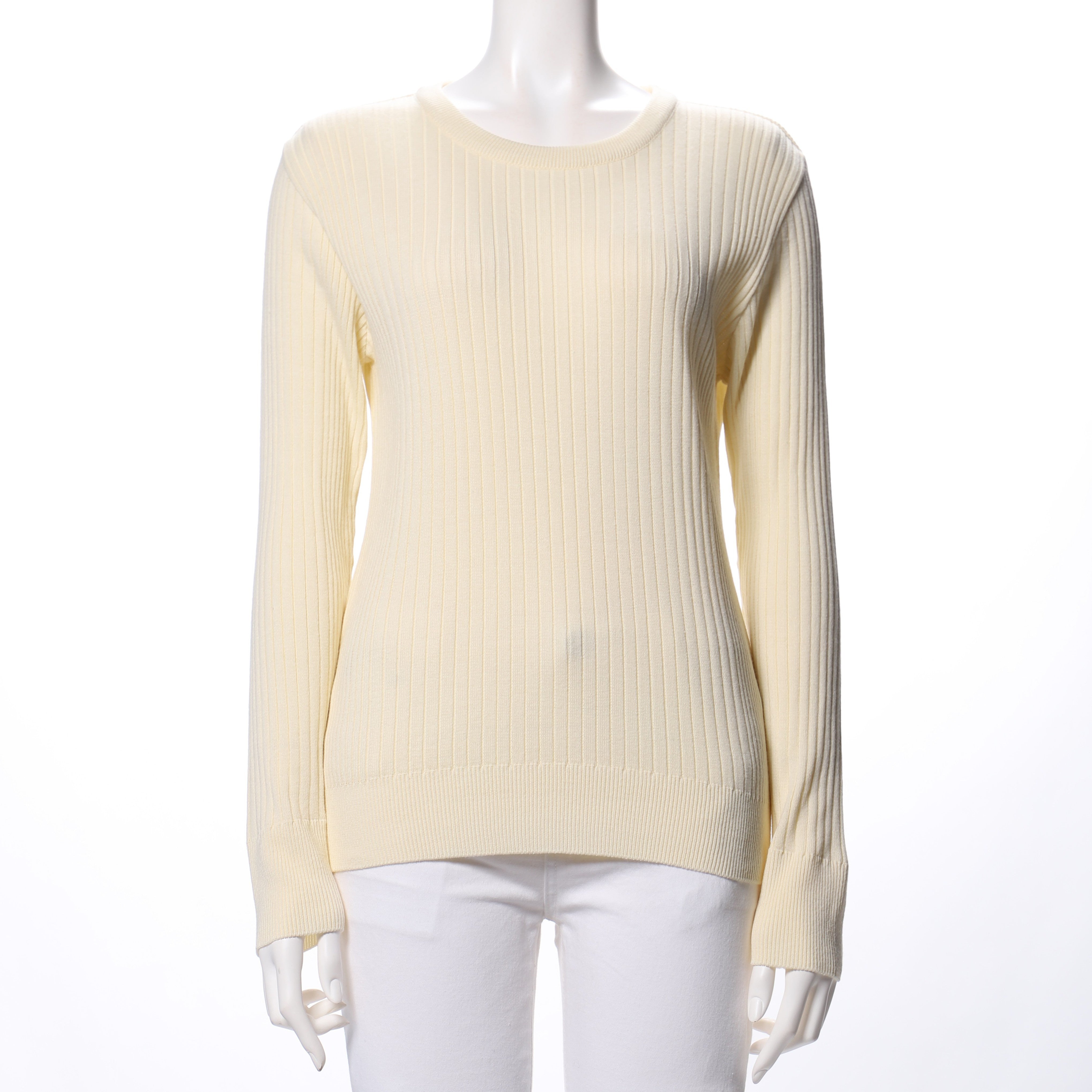 太リブラウンドネックニット