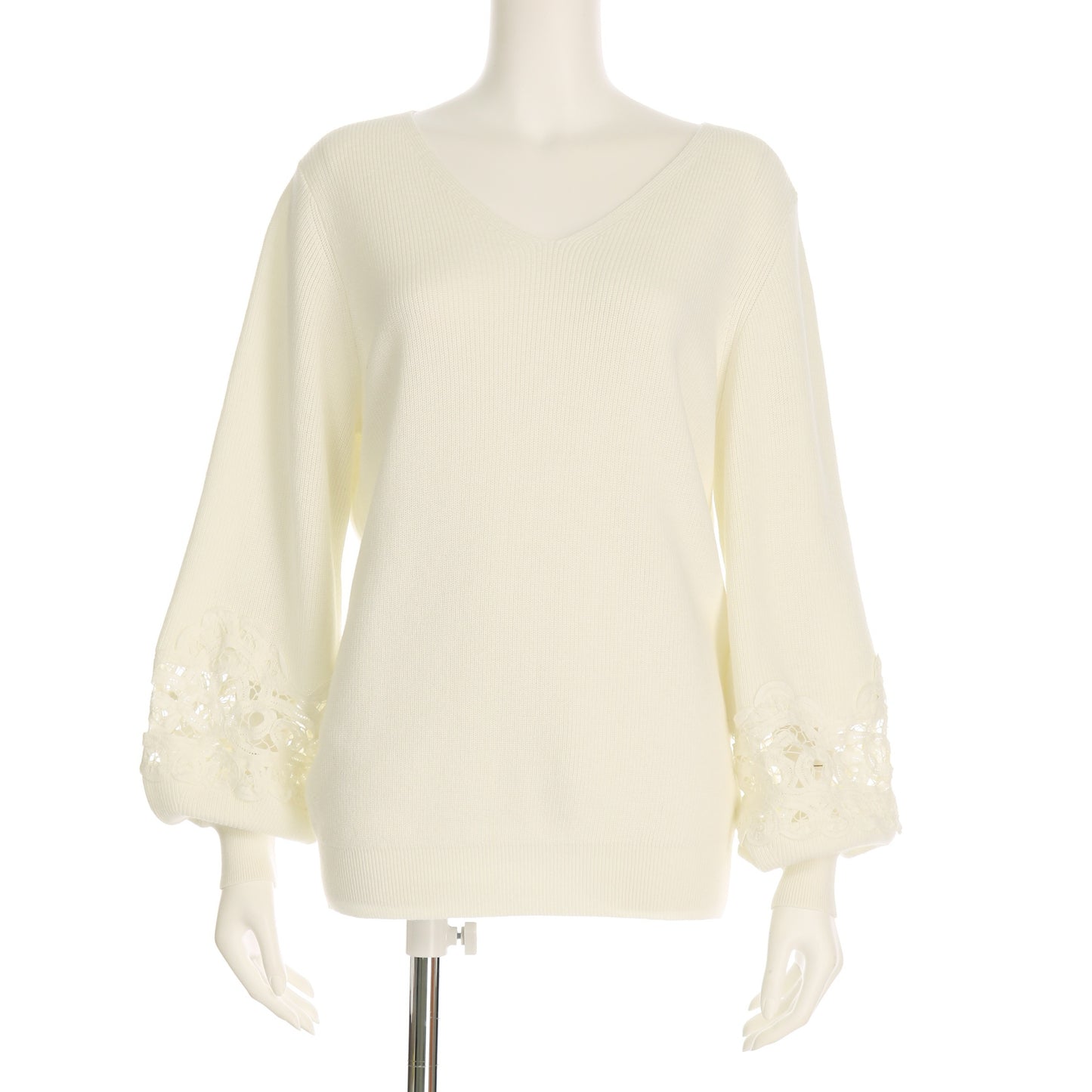 バテンレース切り替えニットプルオーバー