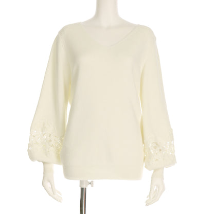 バテンレース切り替えニットプルオーバー