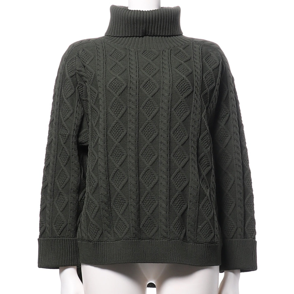 アラン模様タートルネックニット