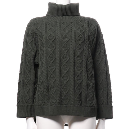 アラン模様タートルネックニット