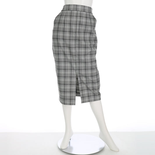 フロントスリットチェック柄タイトスカート