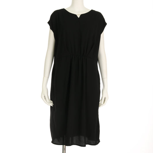 ダブルクロスキーネックウエストギャザーワンピース