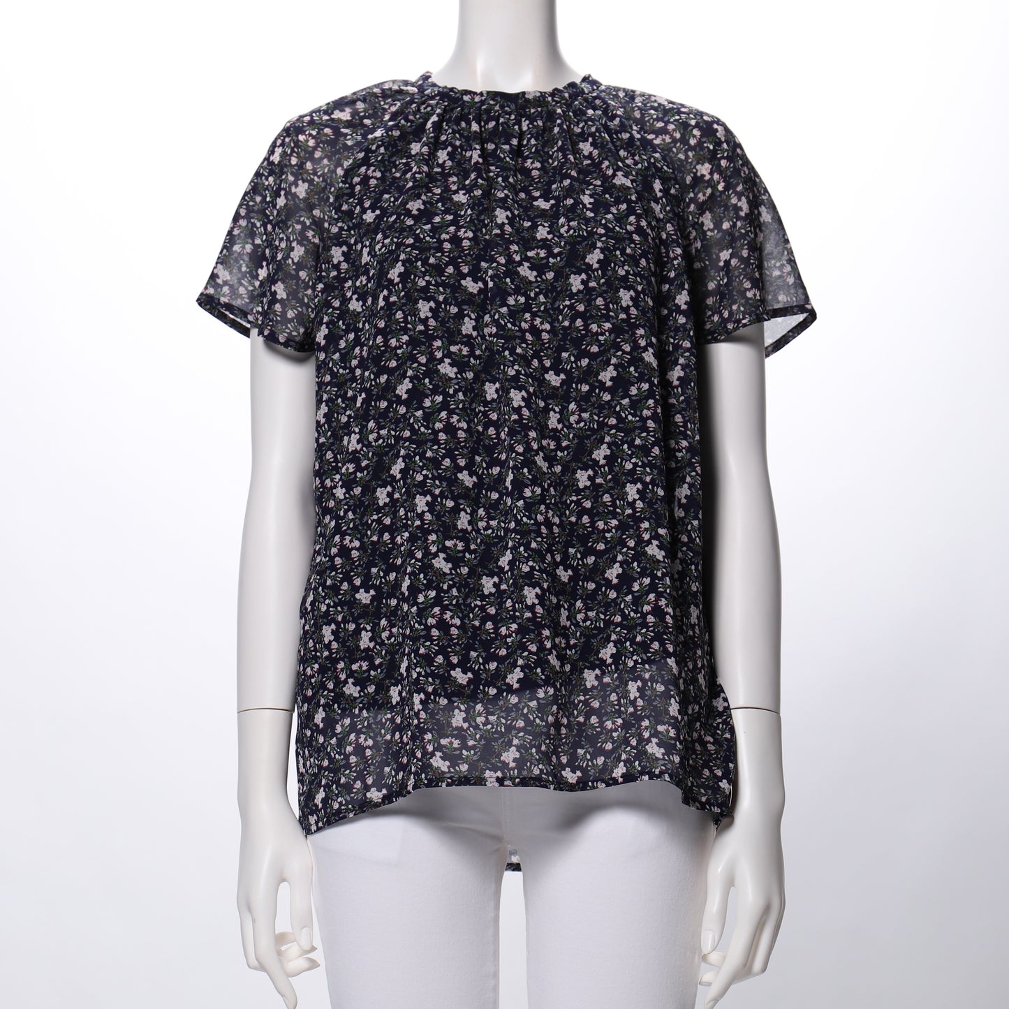 シアーお袖小花柄ブラウス