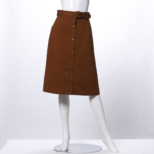 ウエストベルト付きボタンデザイン台形スカート
