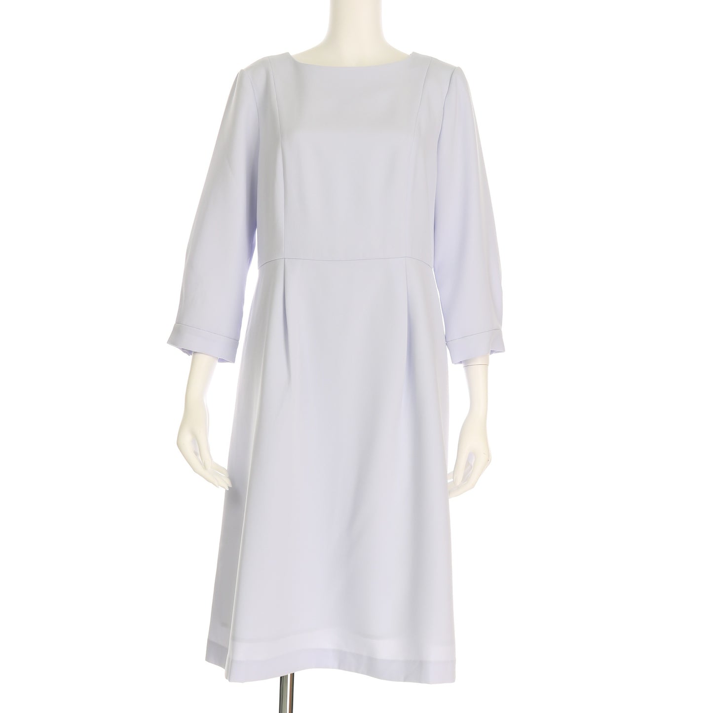 シンプルウエスト切り替えタックフレアワンピース