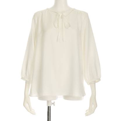 フロント細リボンボウタイブラウス