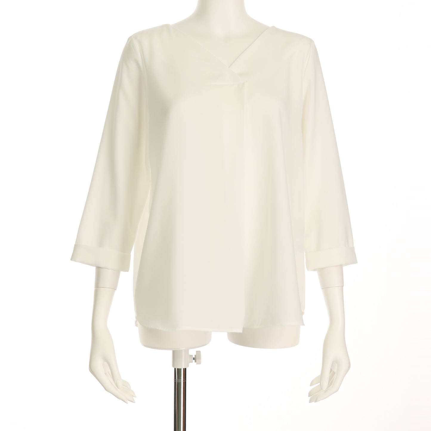 タック入りVネックブラウス