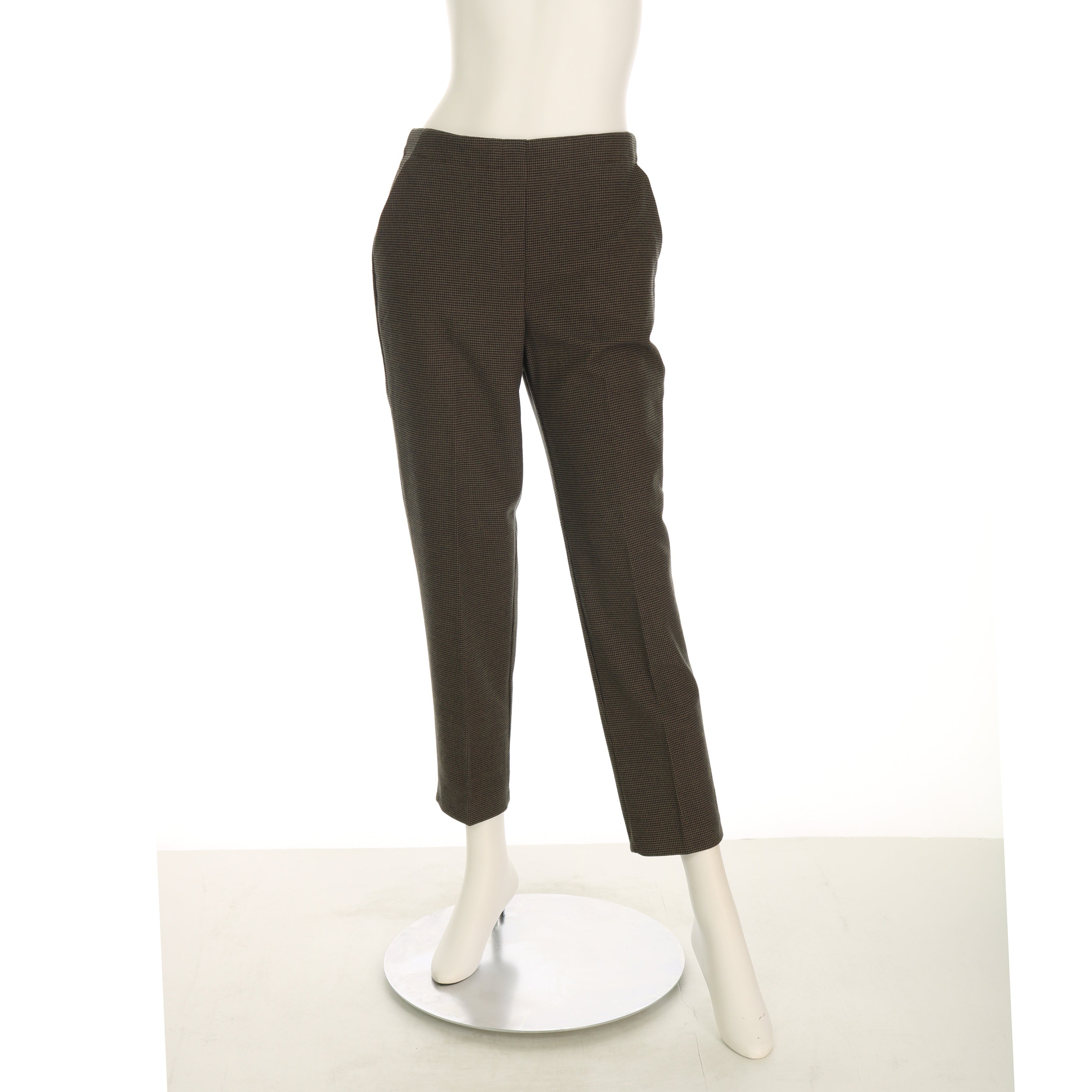 ウエストゴムチェック柄テーパードパンツ