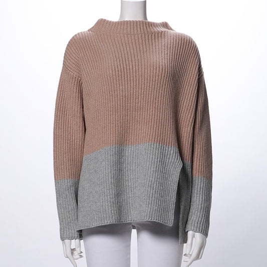 バイカラーボトルネックニット