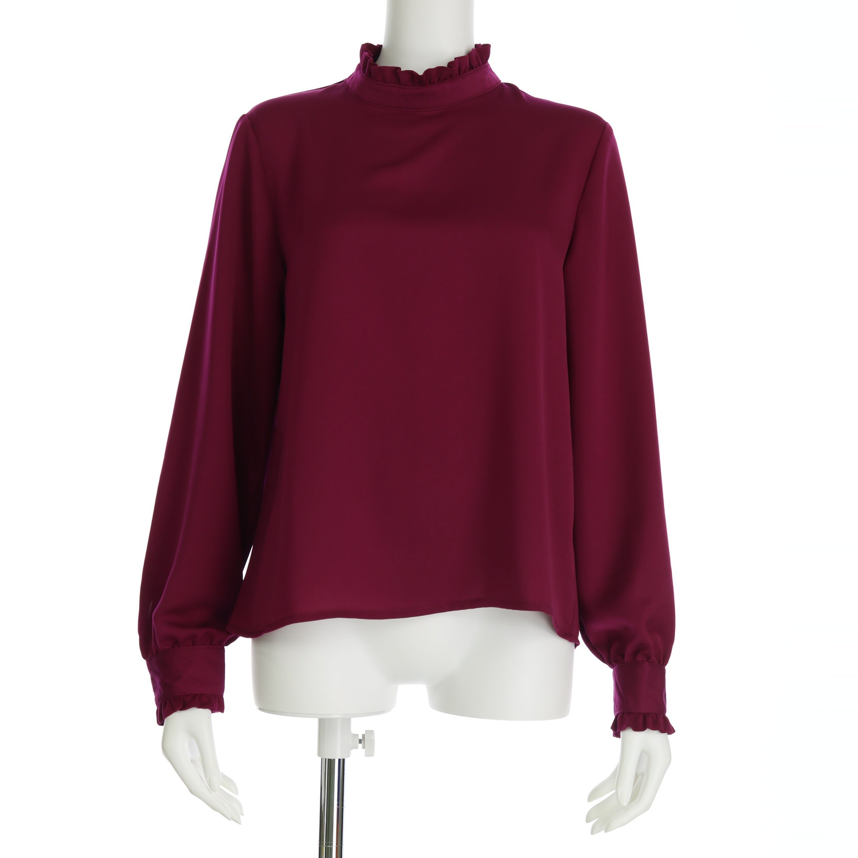 ハイネックフリルブラウス