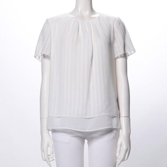 シャドーストライプ柄透け感ブラウス