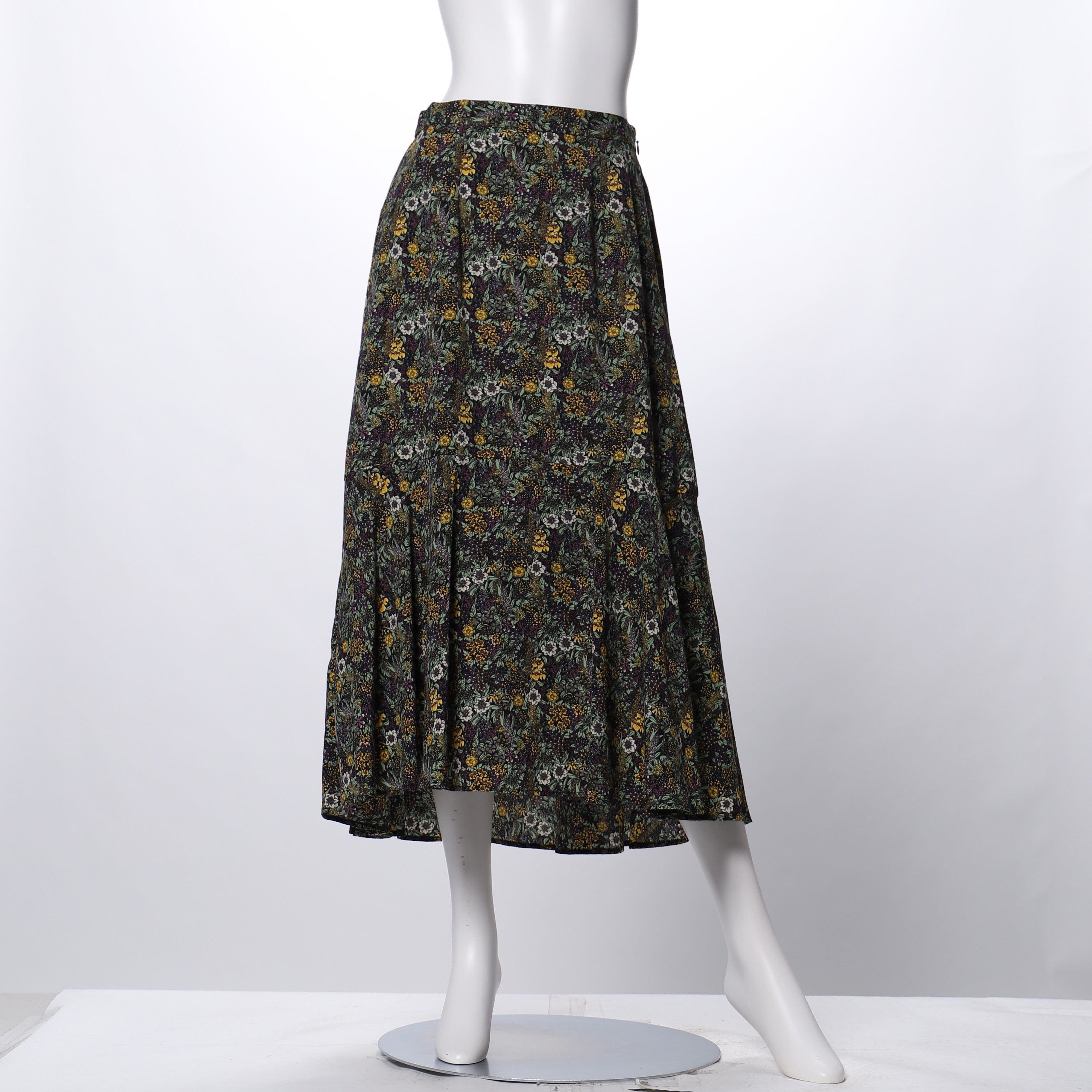 ダークフラワープリントフィッシュテールスカート