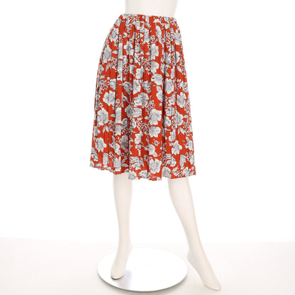 フラワープリントプリーツフレアスカート