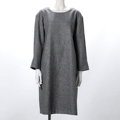 ツイードクルーネックストレートワンピース