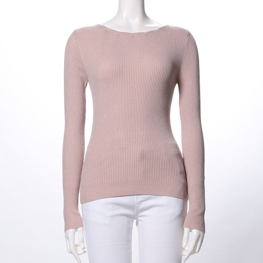 ストーン付きリブニット