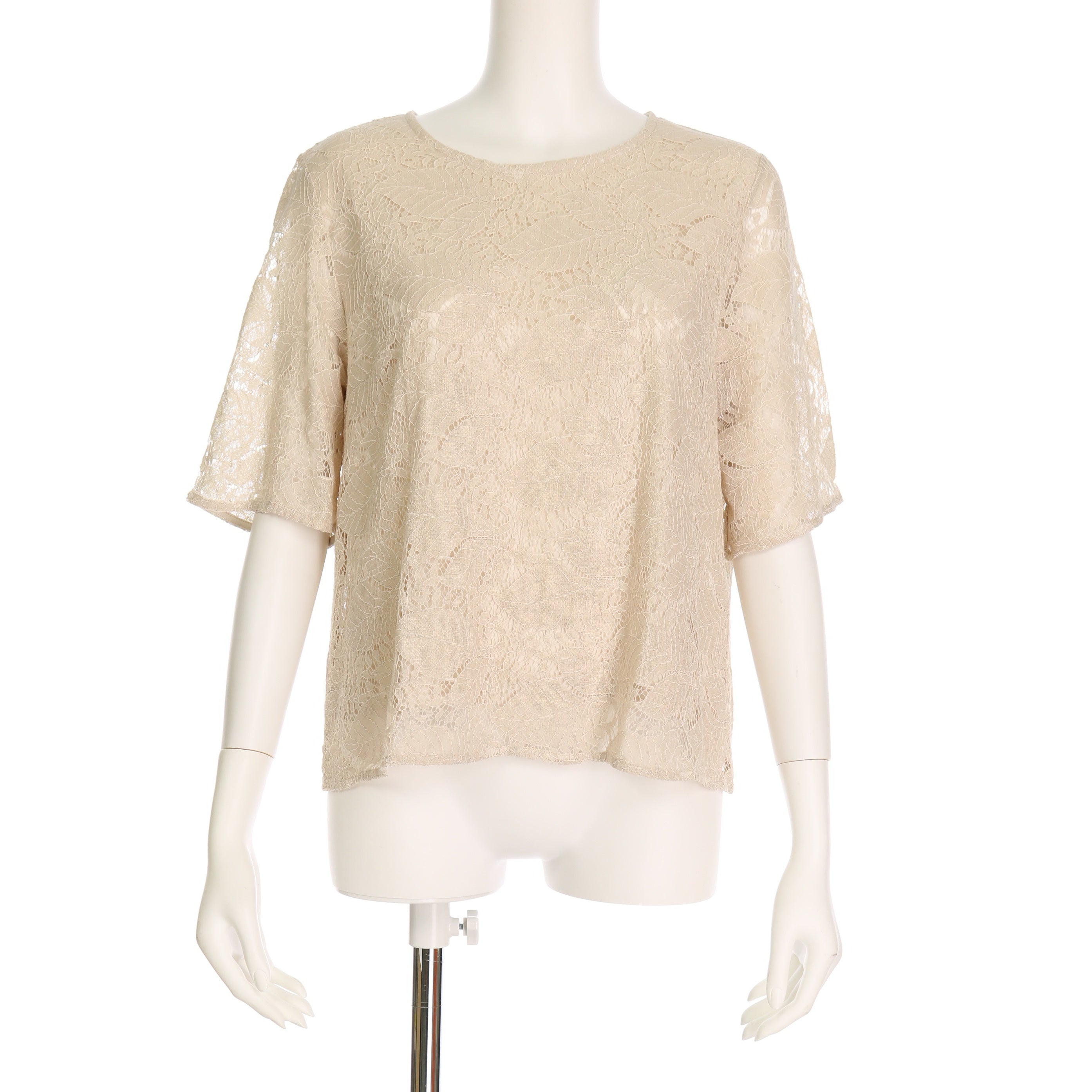 ボタニカルレース透け感ブラウス