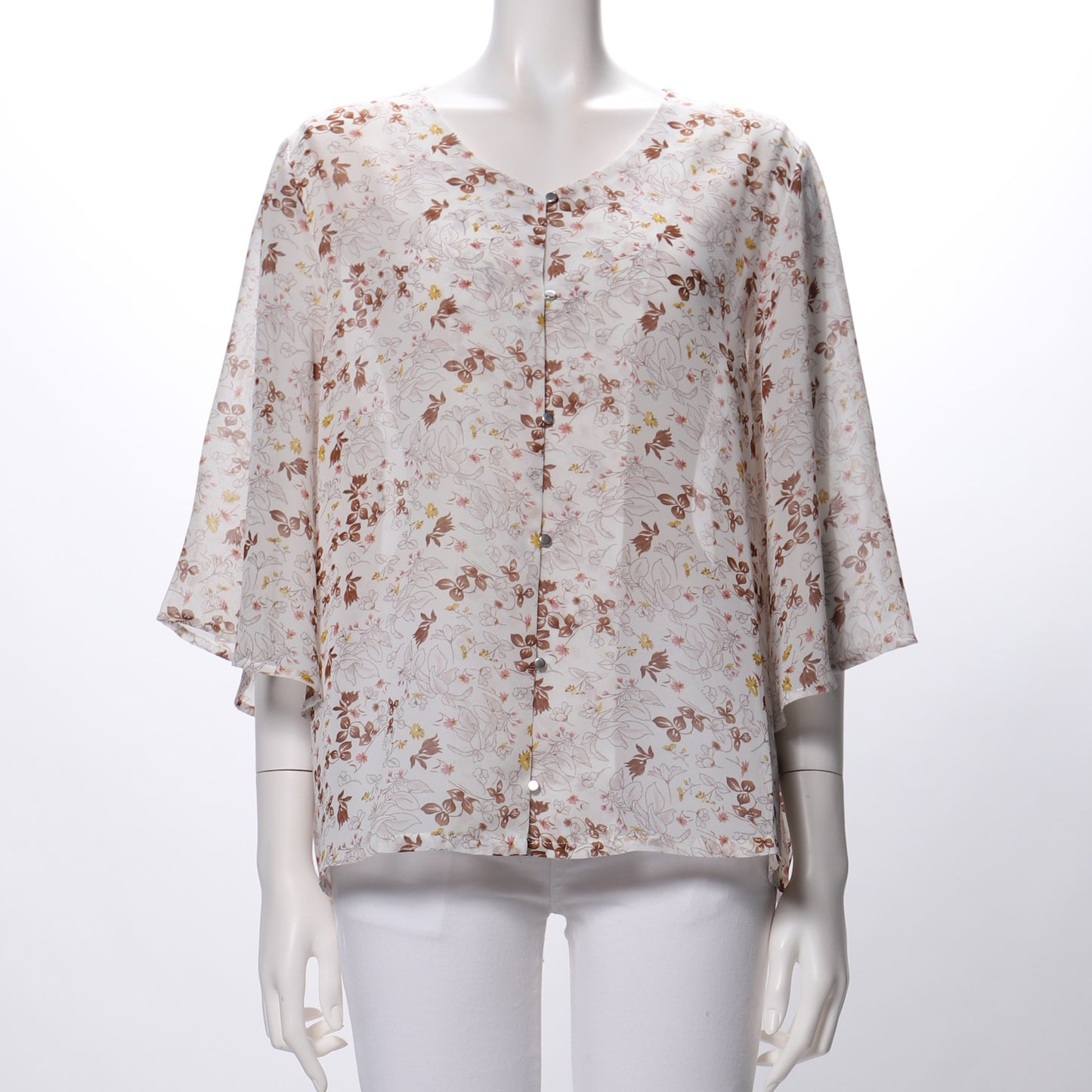 Vネック総柄ブラウス
