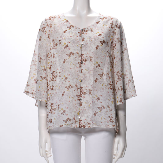 Vネック総柄ブラウス