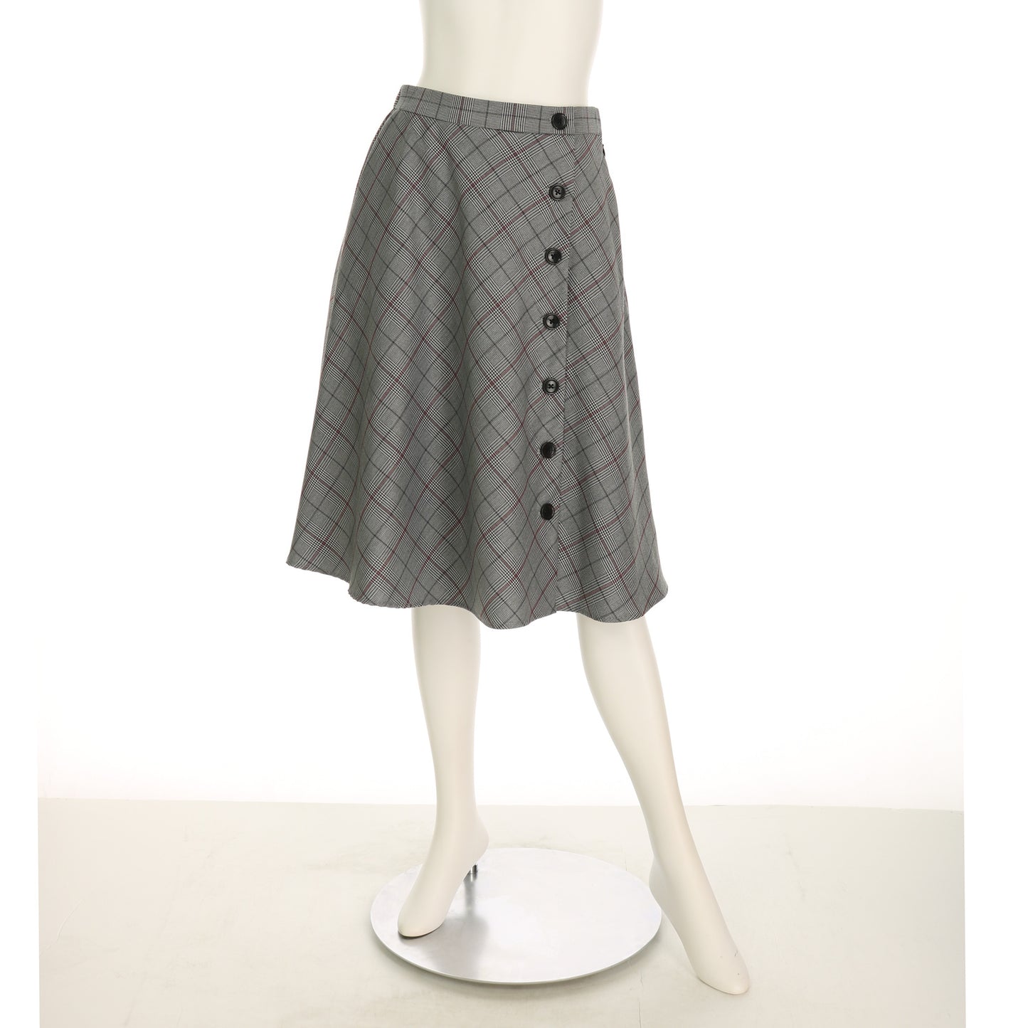 フロントボタンチェック柄フレアスカート