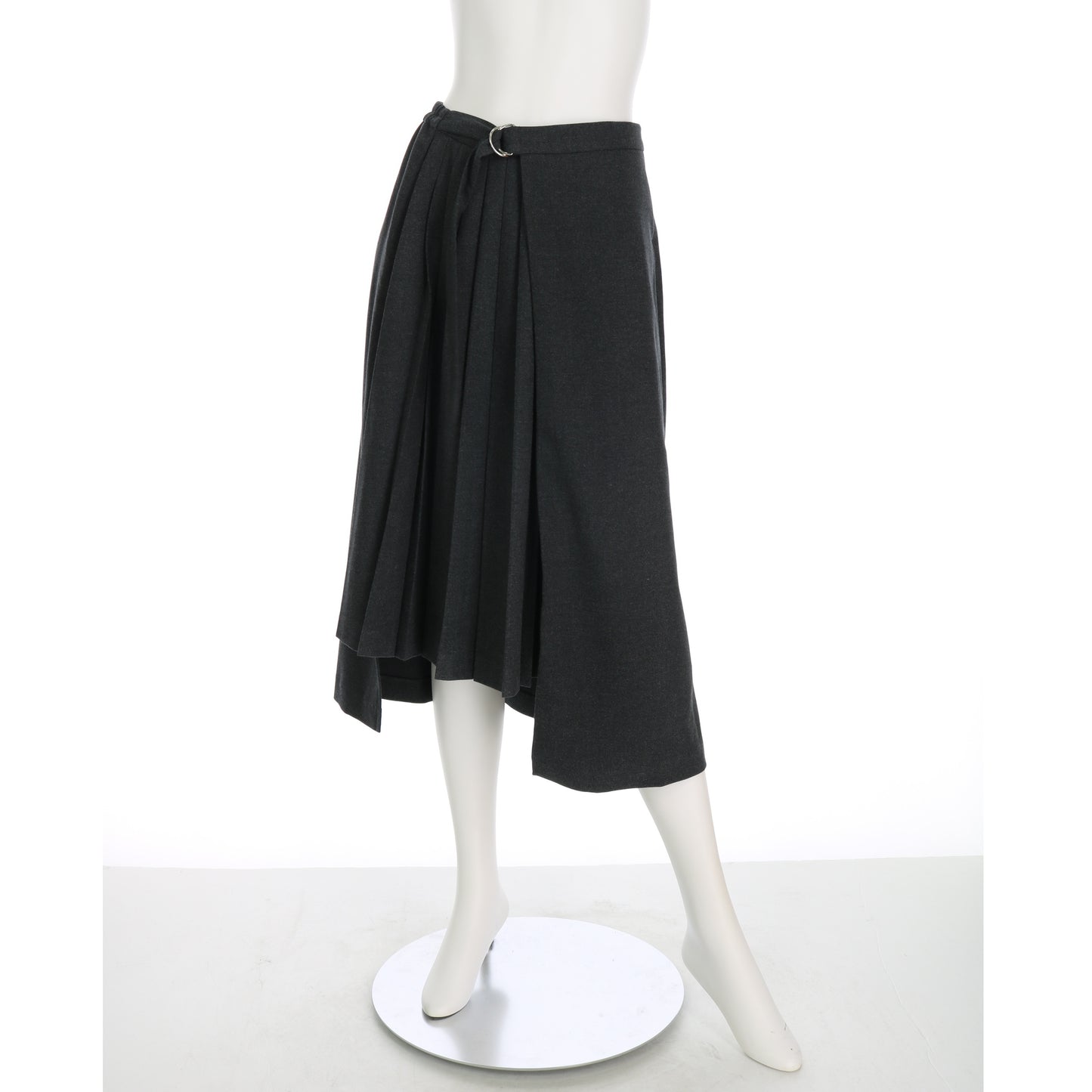 プリーツ付きベルトフレアスカート