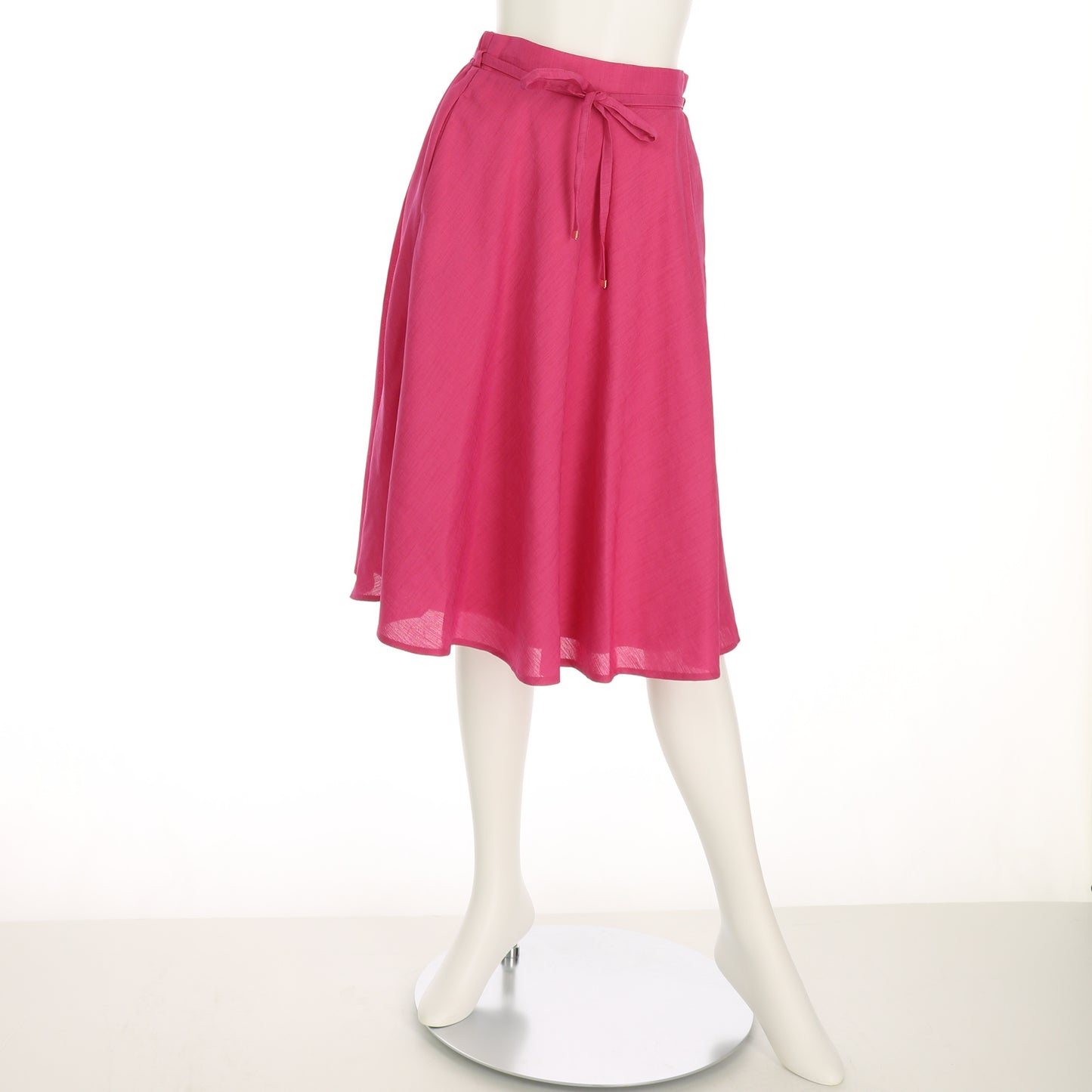 麻調合繊ウエストリボンフレアスカート