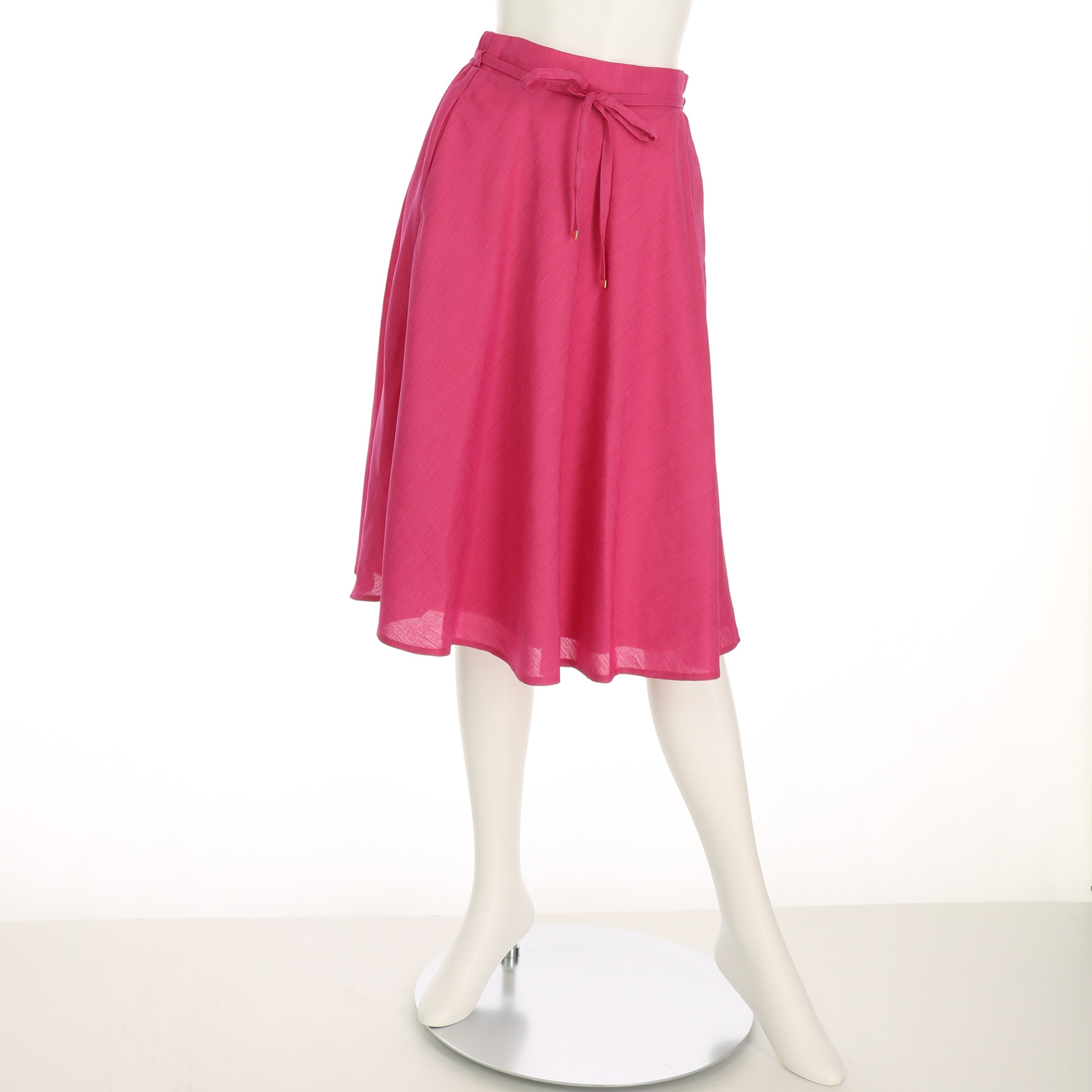 麻調合繊ウエストリボンフレアスカート