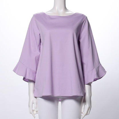 ラッフルスリーブボートネックカットソー