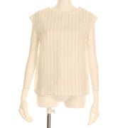 リネン調クルーネックノースリーブブラウス