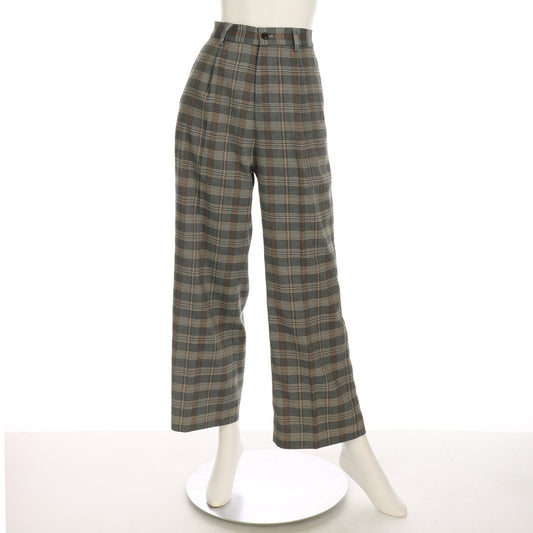 チェック柄セミワイドパンツ