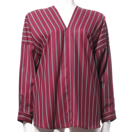 レジメンストライプ柄ブラウス