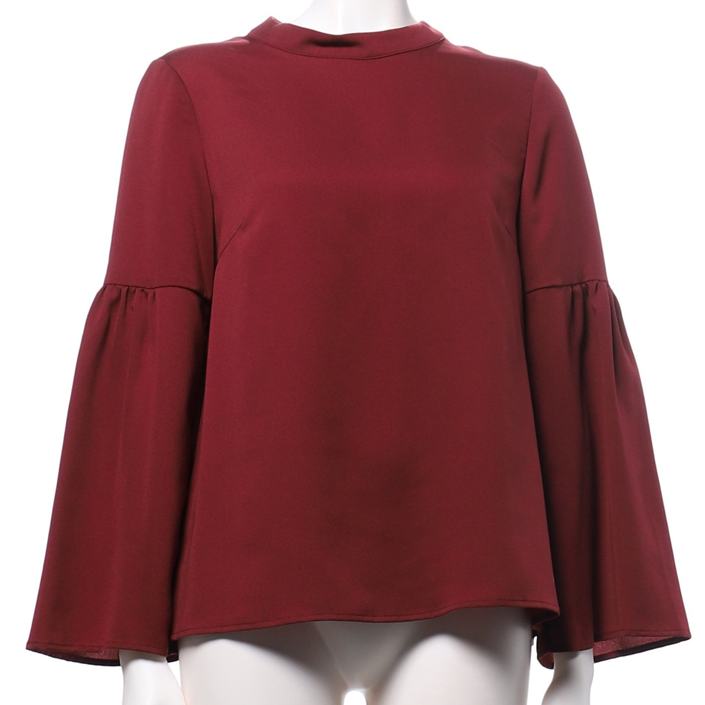 スタンドカラーフレアスリーブブラウス