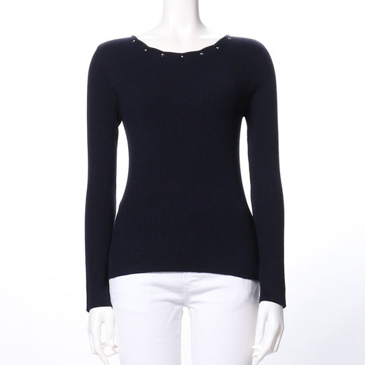 ストーン付きリブニット