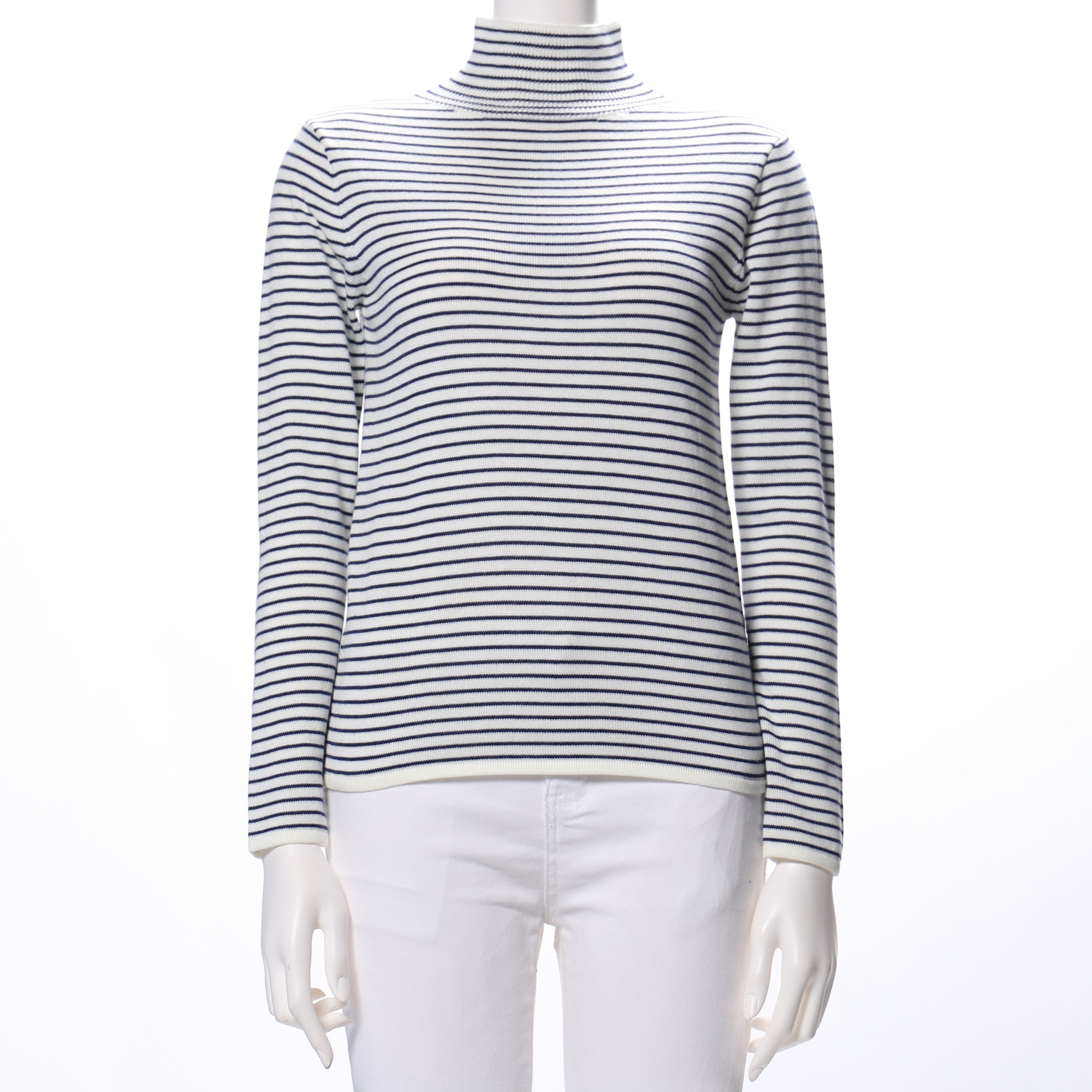 ボーダーハイネックニット