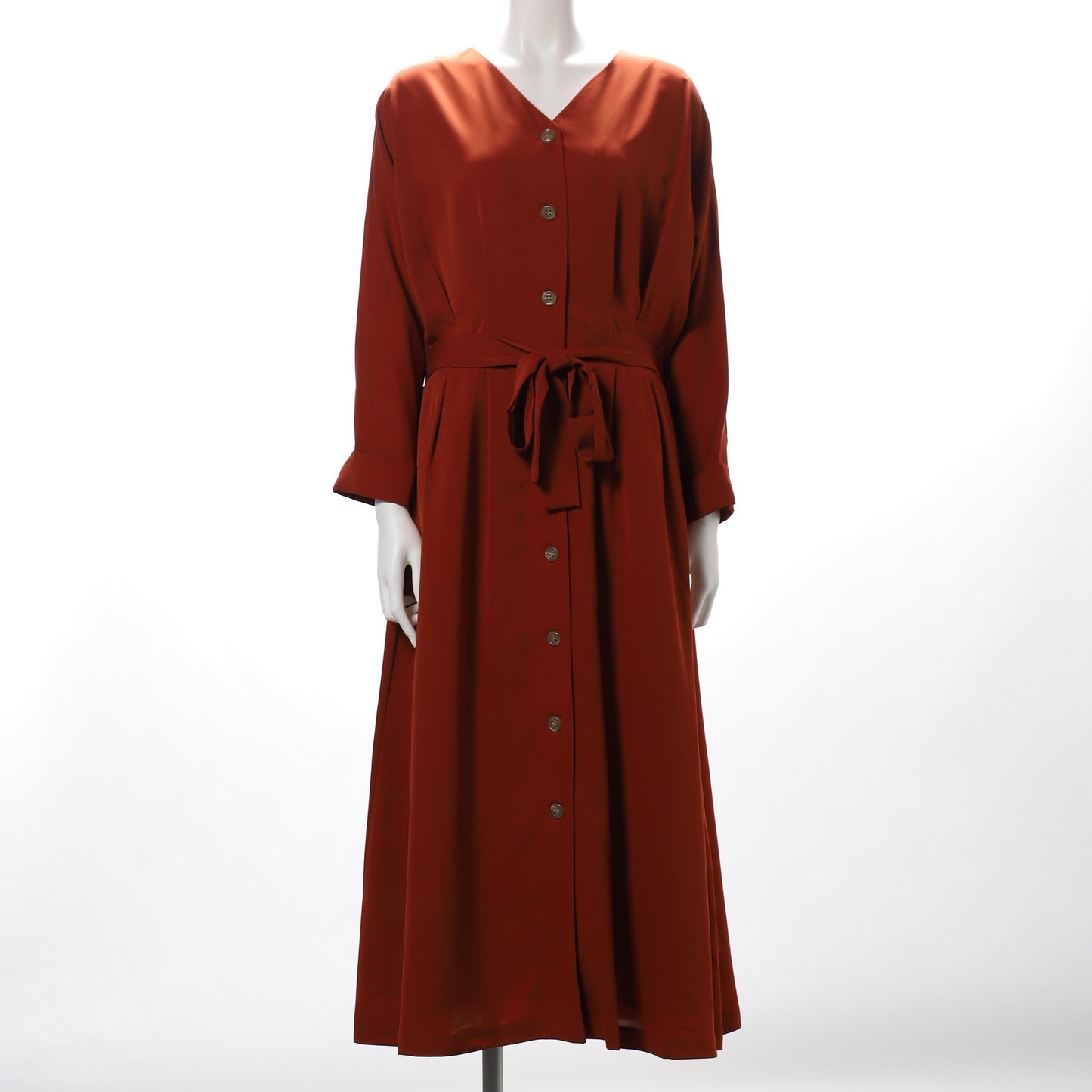 リボンベルトフロントボタンワンピース