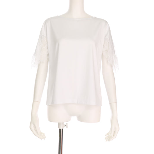 レース切り替え袖ブラウス