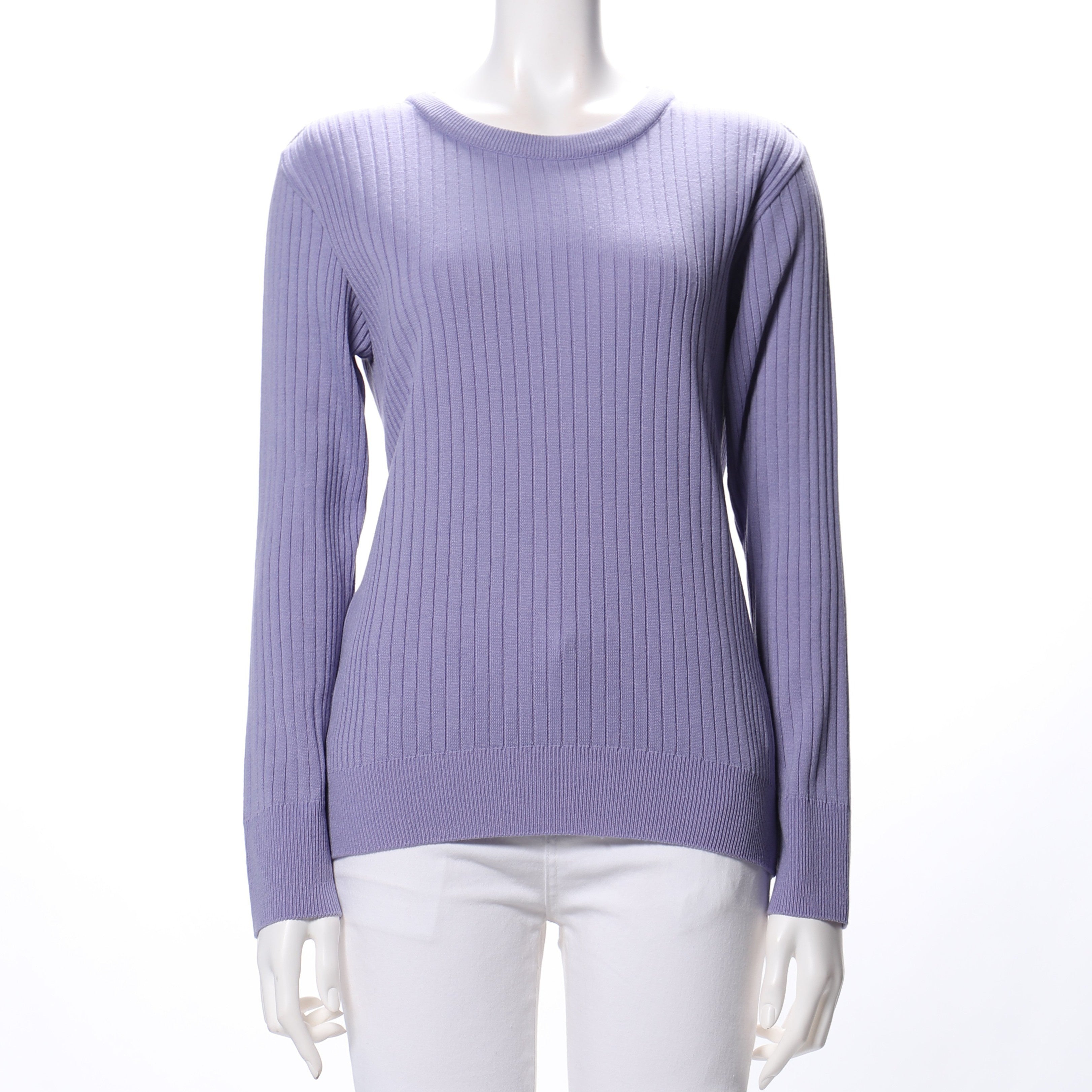 太リブラウンドネックニット