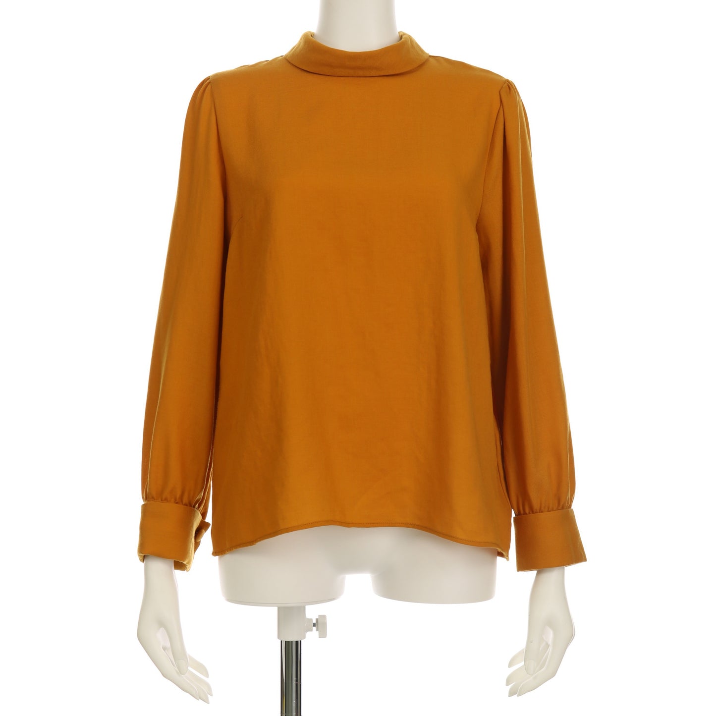 ターンナップカフススタンドカラーブラウス