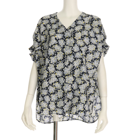 ソフトフラワープリント花柄ブラウス