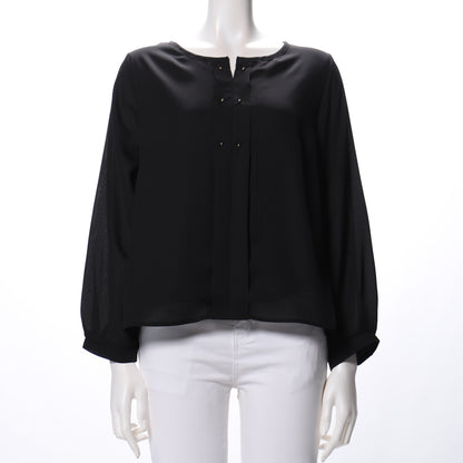 Vタックオープンフロントネックブラウス