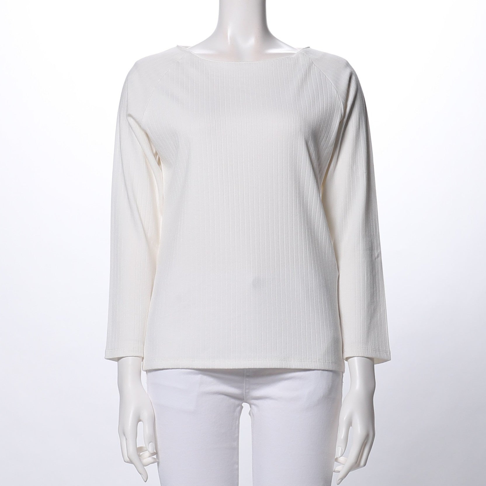 ラウンドネックリブカットソー