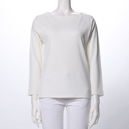 ラウンドネックリブカットソー