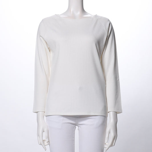 ラウンドネックリブカットソー