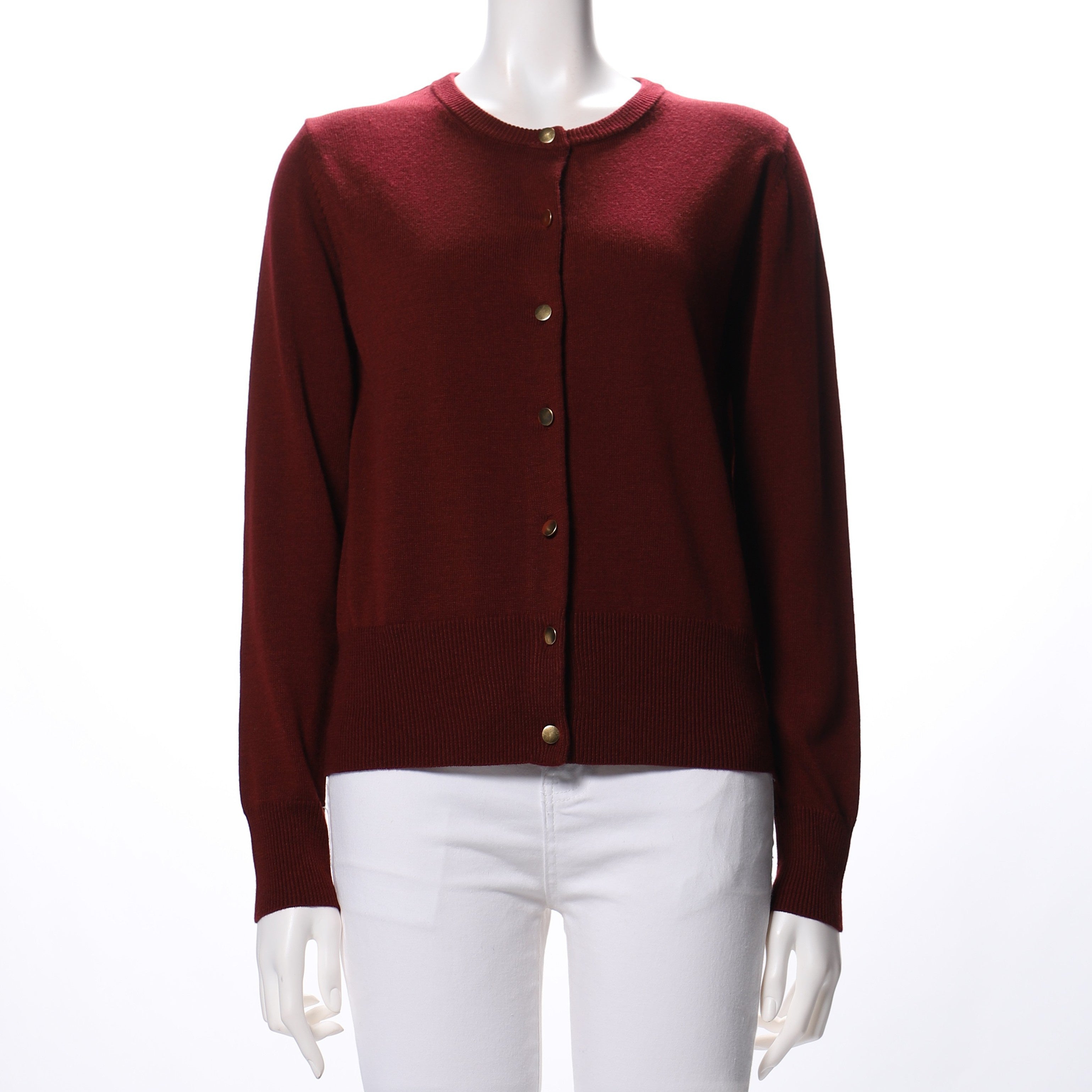 金ボタンラウンドネックカーディガン