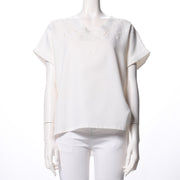 衿スカラップ刺繍Vネックブラウス